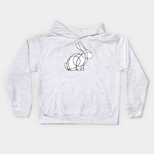 Line rabbit - white Kids Hoodie by WatershipBound